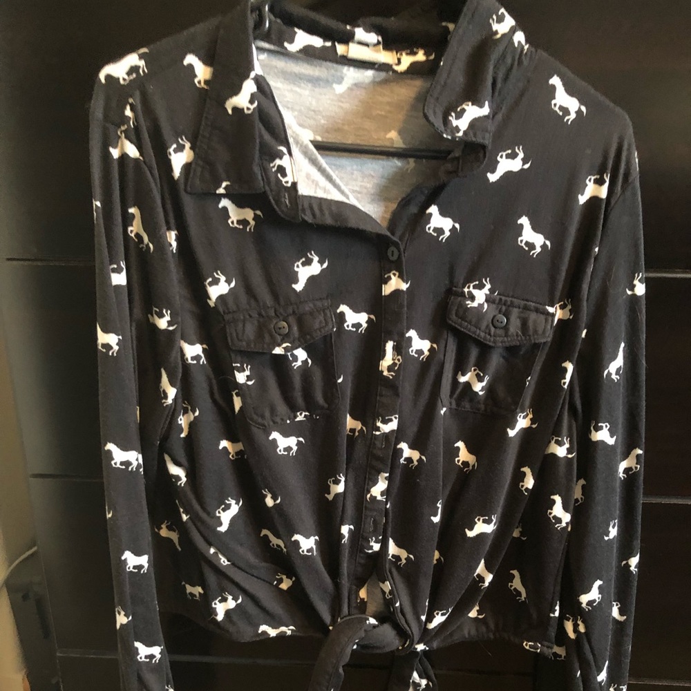 Button down with horses
